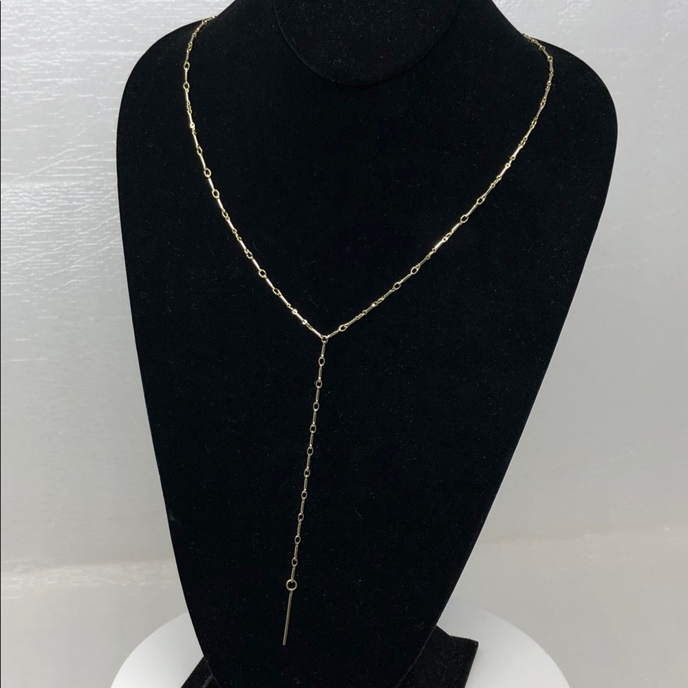BLB Gold Tone Necklace Dainty Bar Link Drop